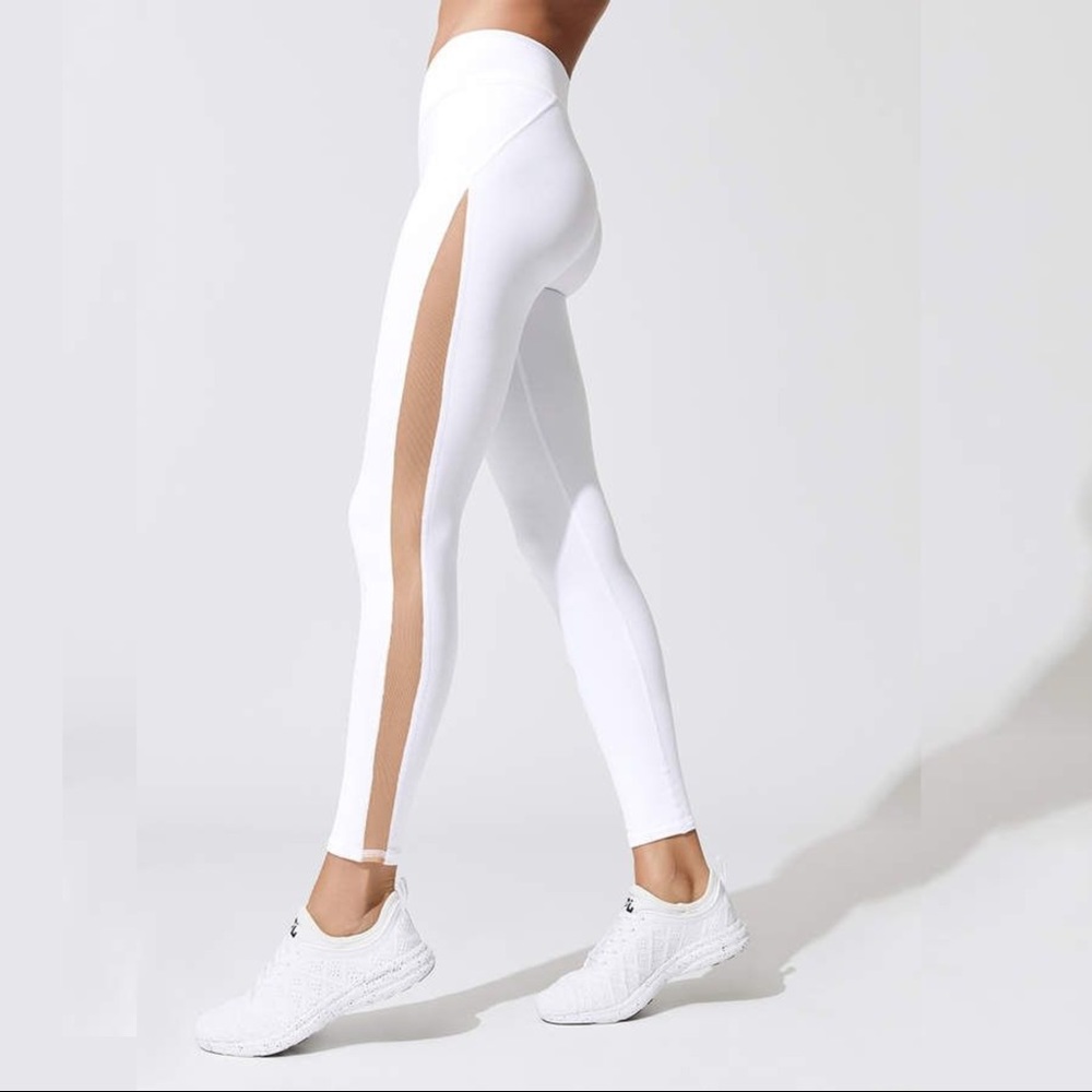 NWT Nux White Double Double Leggings with Power Mesh Side Panels in Size Small